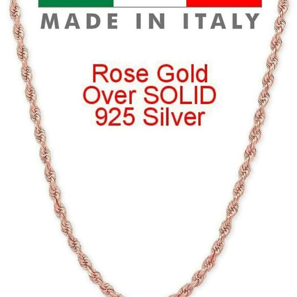Harlembling 14k Gold 925 Silver 2mm Rope Chain - Picture 1 of 9